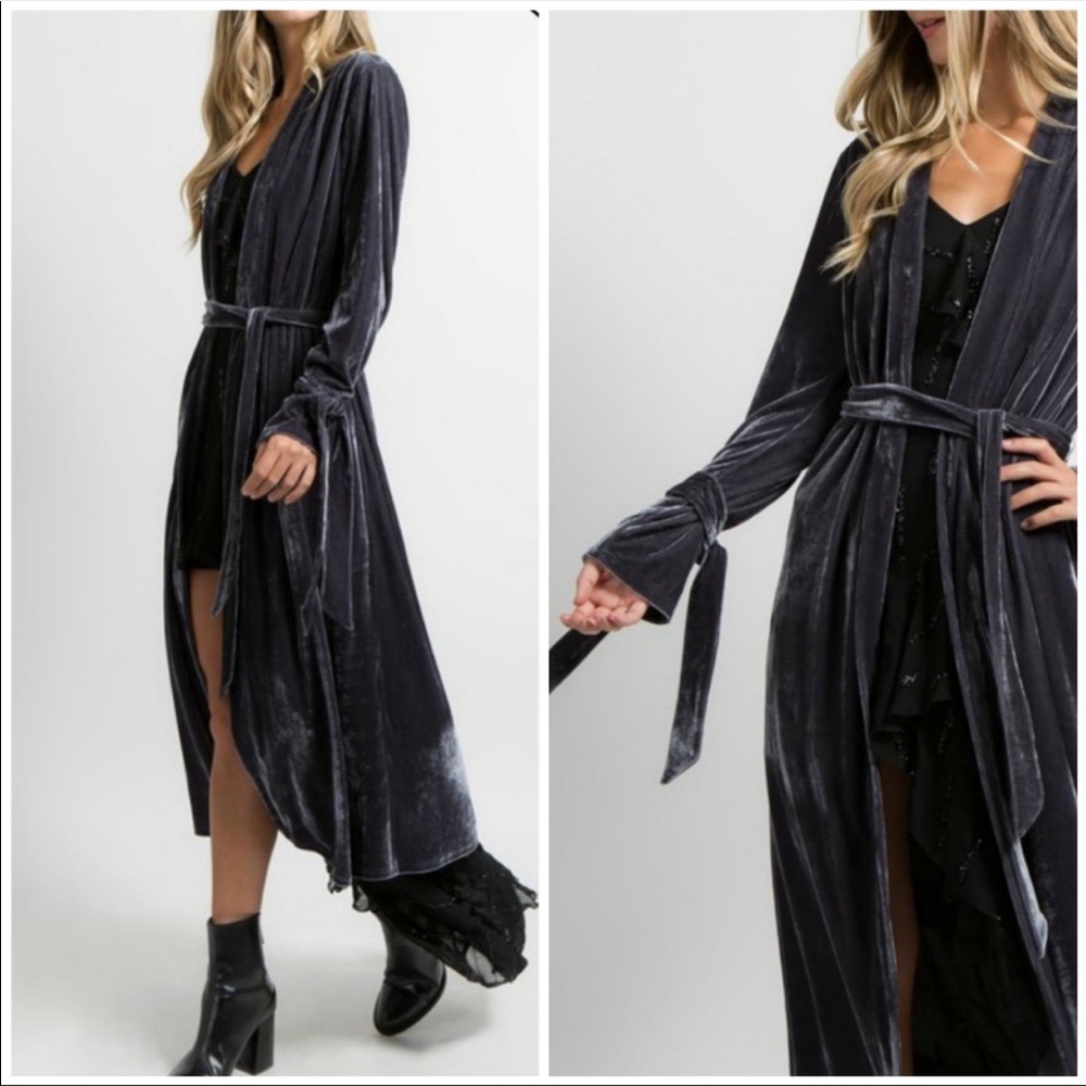 Fanco velvet duster cardigan blazer